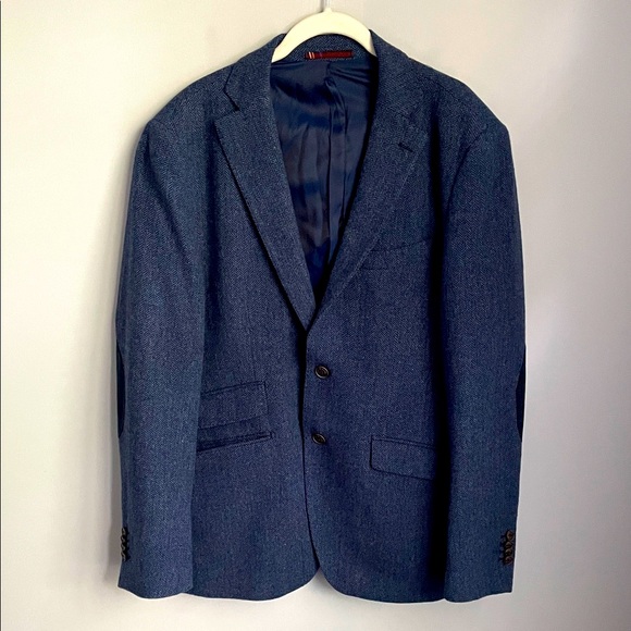 El Ganso Men's Blue Herringbone Blazer US Size 42 EU 52